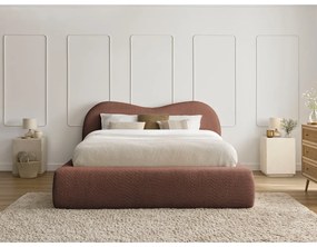 Oranžová čalúnená dvojlôžková posteľ s úložným priestorom s roštom 140x190 cm Orlane – Bobochic Paris