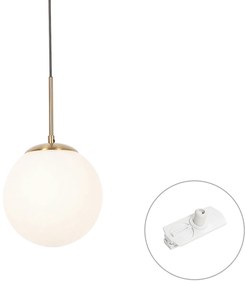 Závesná lampa Art Deco zlatá s opálovým sklom vrátane bieleho adaptéra na koľajnicu 1-fázová - Iconic Flore