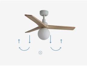 FARO 34281-11L - Stropný ventilátor KLIM S 1xE27/15W/230V borovica/biela + DO