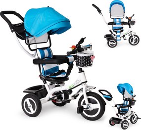 ECOTOYS detský trojkolový bicykel otočné sedadlo 360° odnímateľná strieška, gumené kolesá