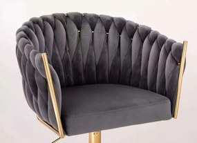 LuxuryForm DESIGN Kreslo NORDEN VELUR na zlatej podstave s kolieskami - tmavo šedé