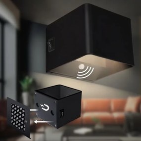 Briloner 3879015 - LED nabíjateľné nástenné svietidlo so senzorom BORRA LED/1,5W/5V 3600 mAh čierne