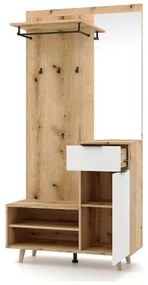 Predsieňová stena SVEN so zrkadlom, hnedá/biela