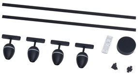 Moderný koľajnicový systém so 4 čiernymi bodovými svetlami 1-fázový - Magnetic Eggy