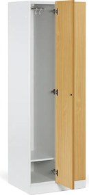 Kovová šatníková skrinka S1, 2-dverová, 1850 x 600 x 500 mm, demont, mechanický kódový zámok, laminované dvere, dub prírodný
