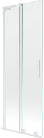 Mexen Velar L, 2-krídlová posuvná vaňová zástena 75 x 150 cm, 8mm číre sklo, biely profil, 896-075-003-01-20
