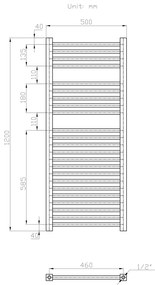 Erga Proper, vykurovacie teleso 1200x500 mm, 709W, čierna, ERG-LAV-PROP-12050-BK