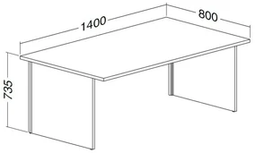 Stôl ProOffice A 80 x 140 cm, buk
