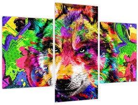 Obraz - Vlk s graffiti (90x60 cm)