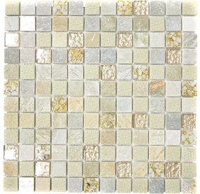 Sklenená mozaika s prírodným kameňom XCM CR27 viacfarebná 30x30 cm