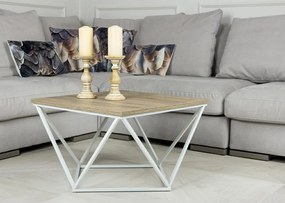Konferenční stolek Curved 60 cm bílý/dub tmavý