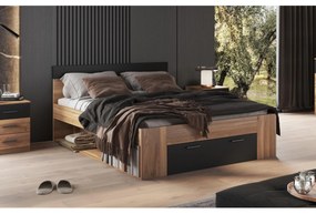 Manželská posteľ Gamma 160 (dub + čierna). Akcia -20%. Vlastná spoľahlivá doprava až k Vám domov. 1091842