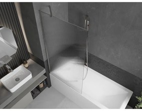 Mexen Next, vaňová zástena 1-krídlová 90 x 150 cm, fixné krídlo, 6 mm sklo s pruhmi, chrómový profil, 895-090-000-00-09-01