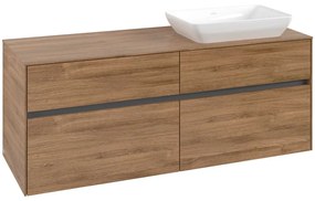 VILLEROY &amp; BOCH Collaro závesná skrinka pod umývadlo na dosku (umývadlo vpravo), 4 zásuvky, 1400 x 500 x 548 mm, Oak Kansas, C11800RH