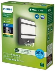 Philips - LED Vonkajšie nástenné svietidlo so senzorom PETRONIA LED/3,8W/230V IP44