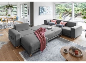 Sivá rozkladacia/s úložným priestorom rohová pohovka (pravý roh/do tvaru "U") Classy Sophie – Miuform