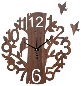 Drevené nástenné hodiny Vtáčik – moderný dizajn, tichý chod | SENTOP HDF0162-ruka-cierna