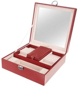Beautylushh Luxusné šperkovnice so zrkadlom, bordo, 8891