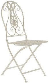 Záhradná stolička skladacia, biely kov s patinou