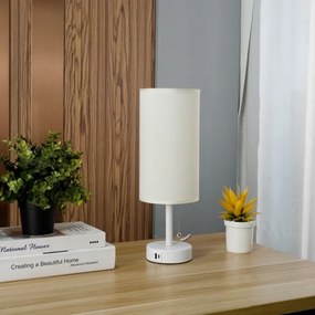 Brilagi - Stolná lampa s USB portom TABLON 1xE27/25W/230V biela/krémová