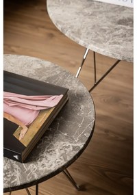 Sivý mramorový okrúhly konferenčný stolík ø 80 cm Prunus – Actona
