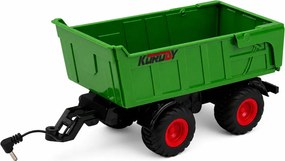 LEAN Toys Poľnohospodársky traktor s vyklápacím prívesom, diaľkovo ovládaný RC, so svetlami, mierka 1:24