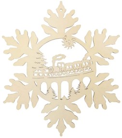 AMADEA Drevená ozdoba vločka s vláčikom 20 cm