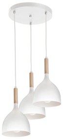 Luster na lanku NOAK WOOD 3xE27/15W/230V biela/buk