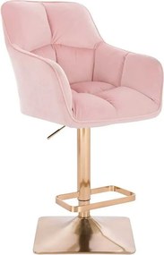 LuxuryForm DESIGN Barová stolička AMALFI VELUR na zlatej hranatej podstave - ružová