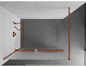 Mexen Kioto+, sprchová zástena s poličkou a držiakom na uteráky 110 x 200 cm, 8mm sklo námraza, profil ružové zlato, 800-110-121-60-30