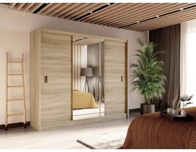 Šatní skriňa so zrkadlom SABRINA 250x215 cm dub sonoma