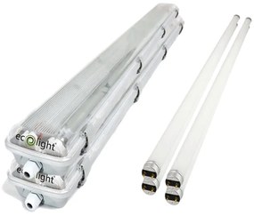 2x Svietidlo ECOlight + 4x LED trubica - G13 - 120cm - 18W - 1800lm studená biela - SADA