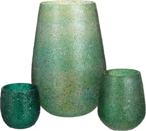 Velký skleněný svícen Tom zelený – 17,5*17,5*26,5 cm