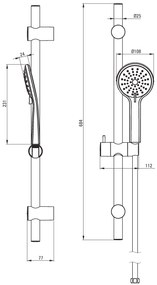 Deante Jasmin, sprchový stĺp 69cm s 3-funkčnou ručnou hlavicou a sprchovou hadicou 150cm, čierna, NGJ_N51K