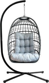 Skládací závěsné houpací křeslo Houseland Chloe černé