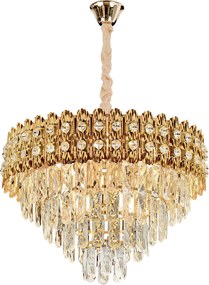 Toolight Toolight, krištáľové závesné svietidlo 60cm, 8xE14, G058-CP, zlatá, OSW-08992
