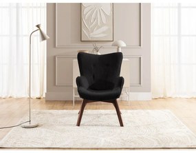 Čierne menčestrové kreslo s podnožkou Niko – Ropez