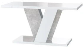 Konferenčný stolík Venag (lesk biely + kameň). Akcia -18%. Vlastná spoľahlivá doprava až k Vám domov. 1055266