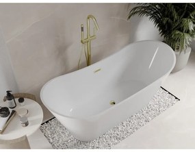 Mexen Celia, voľne stojaca vaňa 170 x 75 cm, biela, zlatý lesklý prepad, 52331707500-50