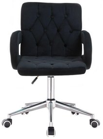 LuxuryForm DESIGN Stolička BOSTON VELUR na striebornej podstave s kolieskami - čierna