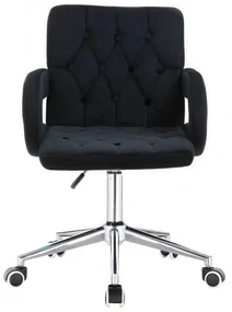 LuxuryForm DESIGN Stolička BOSTON VELUR na striebornej podstave s kolieskami - čierna