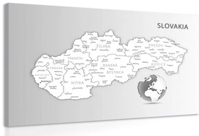 Obraz čiernobiela mapa Slovenskej republiky - 120x80
