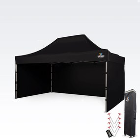 BRIMO Nožnicový stan 3x4,5 m - s 3 stenami - Čierna 14