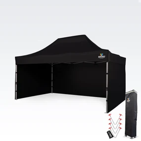 BRIMO Nožnicový stan 3x4,5m - s 3 stenami - Čierna 14