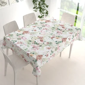 Biante Dekoračný obdĺžnikový obrus PM-018 Maľované kvety na zelenom 140x180 cm