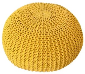PUF pletený yellow