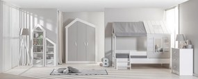 Šatníková skriňa 3D s osvetlením Boom - biela/šedá