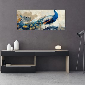 Obraz - Páv, maľba (120x50 cm)