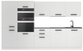 Kuchynská linka Belini Premium Full Version 300 cm biely mat  s pracovnou doskou GRACE