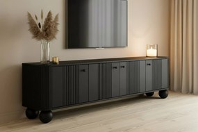 TV stolík Vespera 4D 187 cm - čierna / guľaté nohy